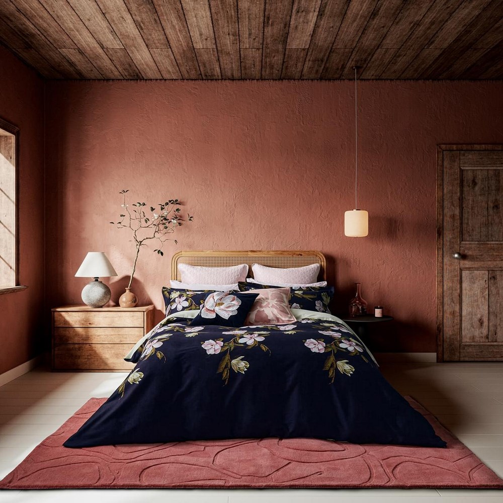 Opal Floral Bedding by Ted Baker in Navy Blue